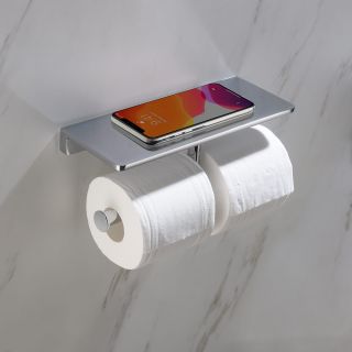 Держатель для туалетной бумаги Timo Selene двойной с полкой для телефона хром 10045/00